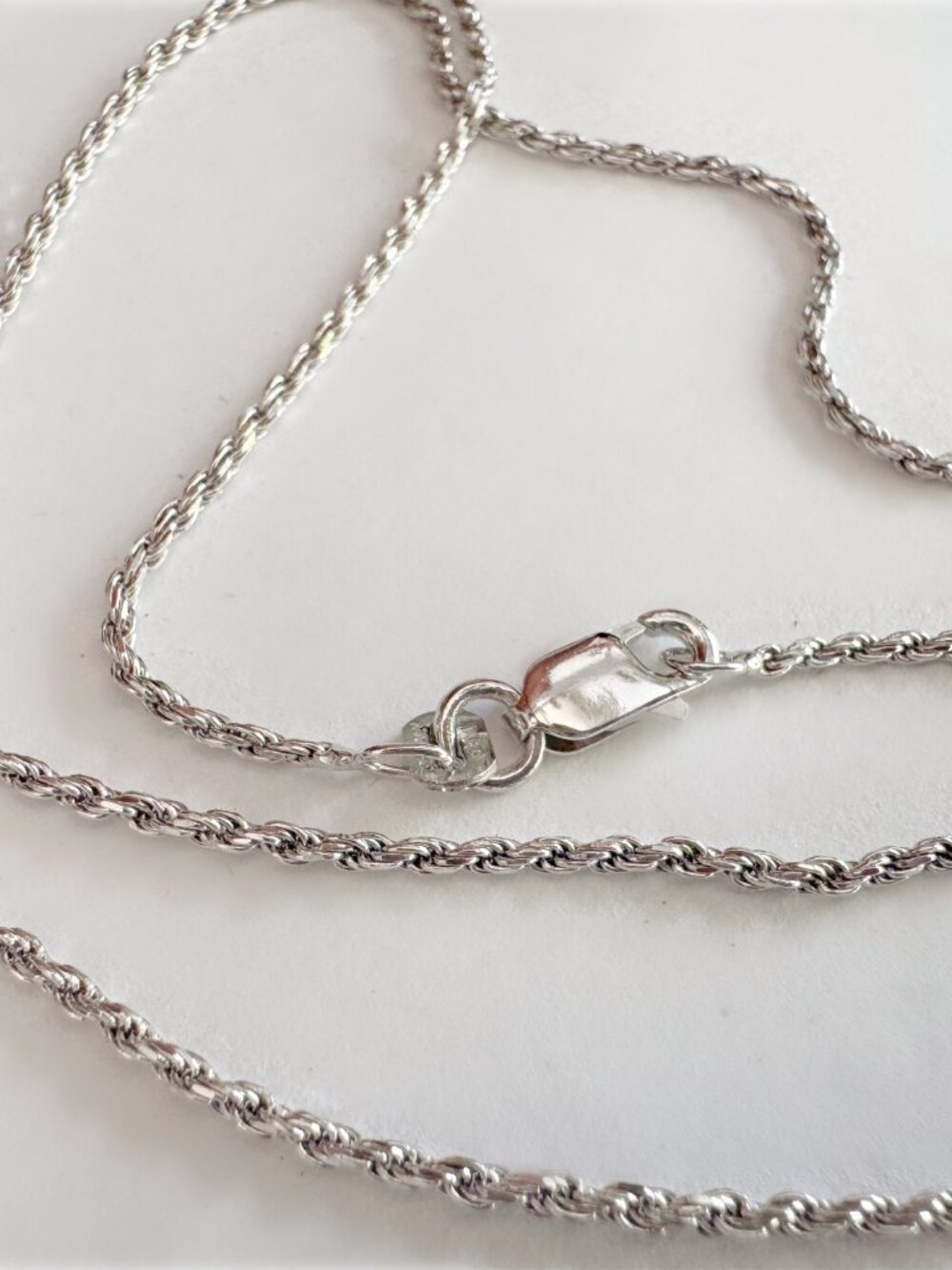 925 Sterling Silver Rope chain 18” with Moissanite Clover NEW - Picture 3 of 3